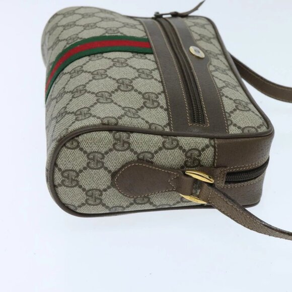 GUCCI GG Supreme Web Sherry Line Shoulder Bag PVC Beige Red - Picture 5 of 16